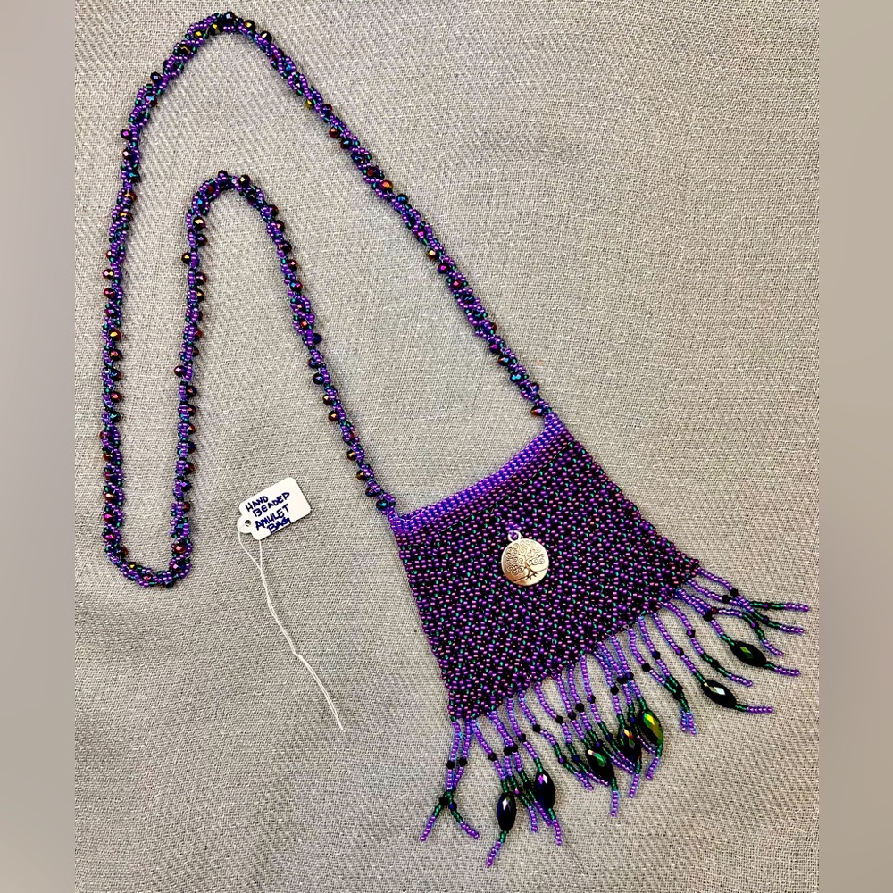 Hand beaded amulet pouch